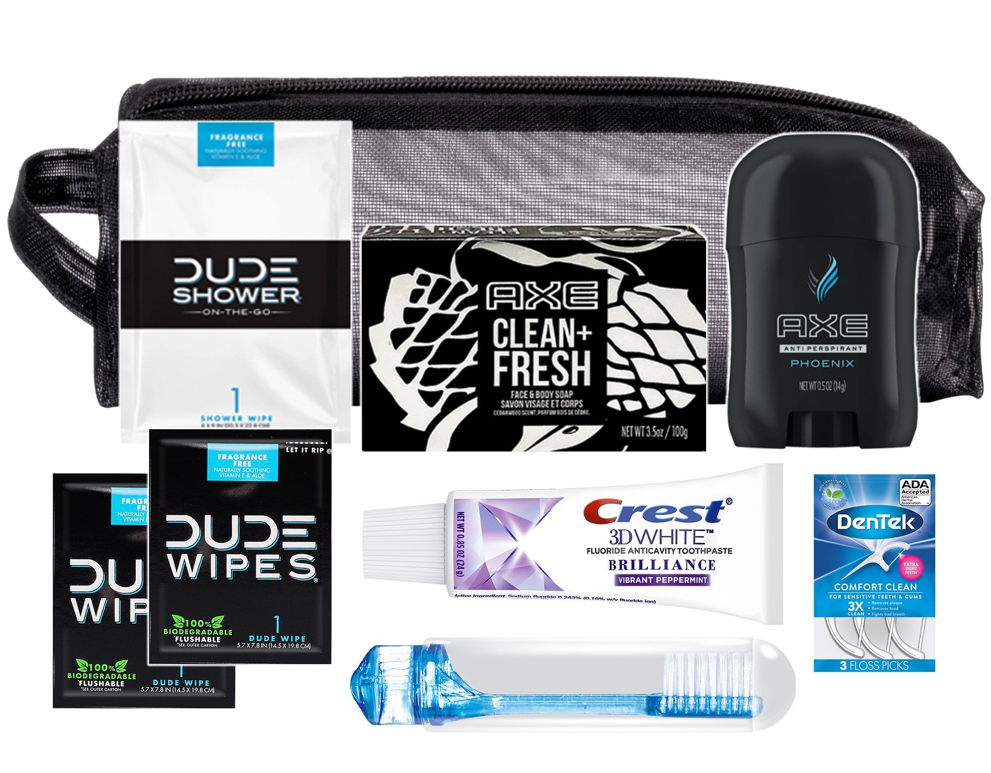 Convenience Kits Men’s Premium 20-Piece Necessities Travel Kit, Featuring: Dove Men & Care Products