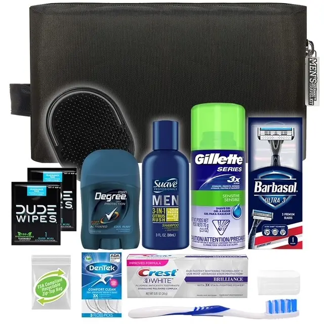 Convenience Kits International Men's Deluxe, 9-Piece Kit with Travel Size  TSA Compliant Essentials , Featuring: Old Spice Products in Reuseable