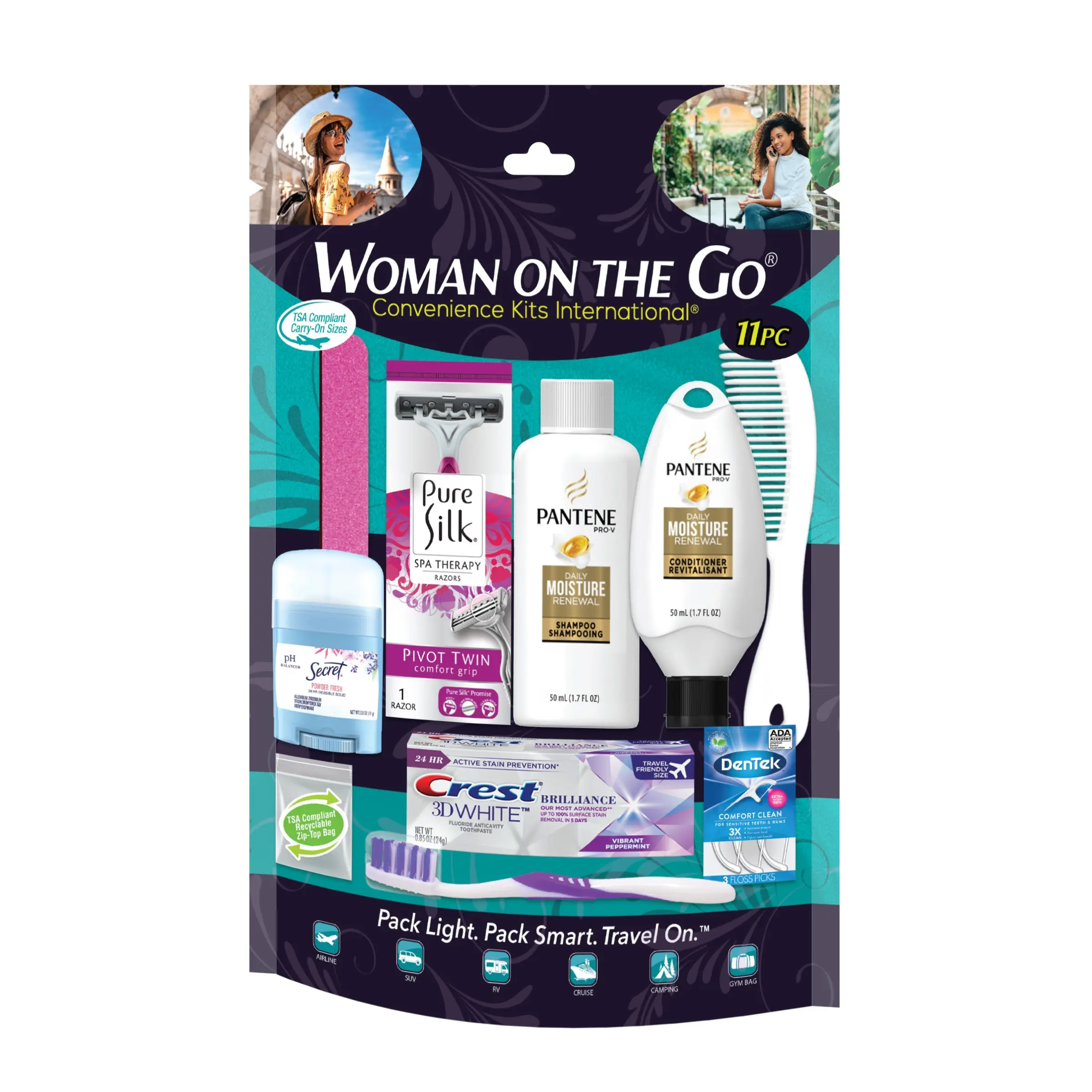 Convenience Kits International Women's Premium 20-Piece Kit with Travel  Size TSA Compliant Essentials in Stylish Cosmetic Bag