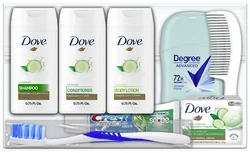 Unisex 8 pc Essential Hygiene & Toiletry Kit with Dove Amenities