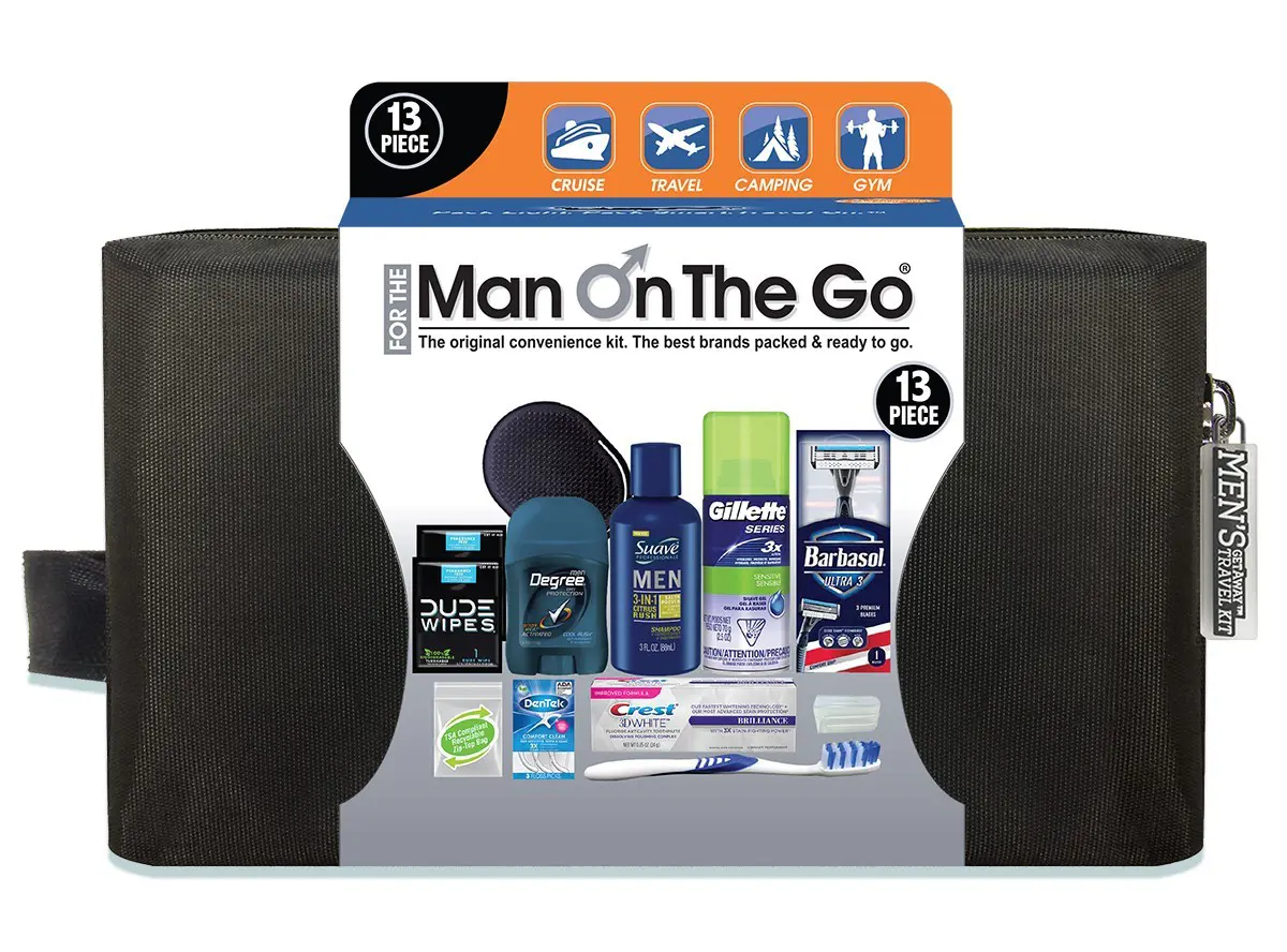 Convenience Kits Men's 13pc Travel Kit in Black Rectangular Travel