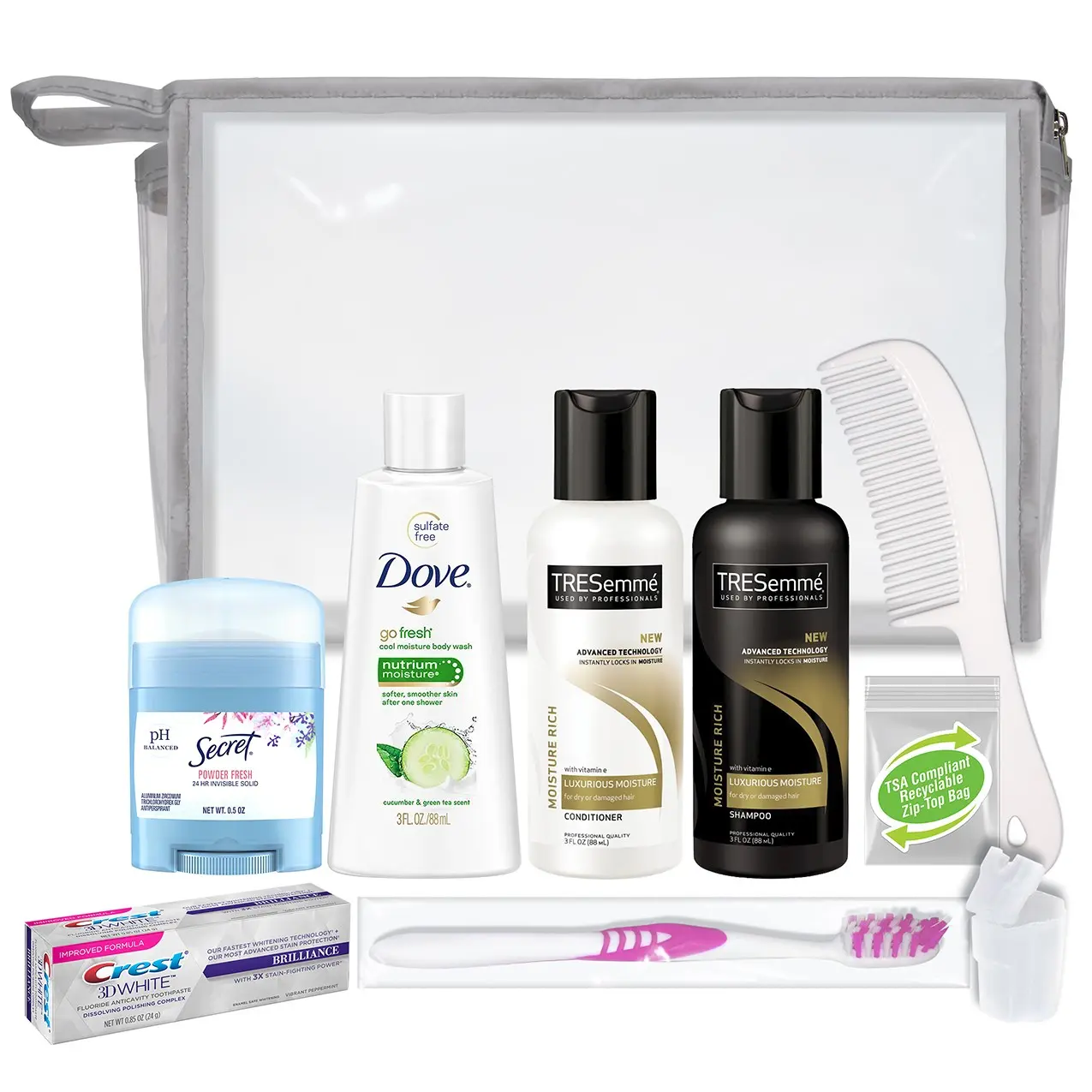 Women’s Deluxe 10 pc Travel Kit featuring Tresemme