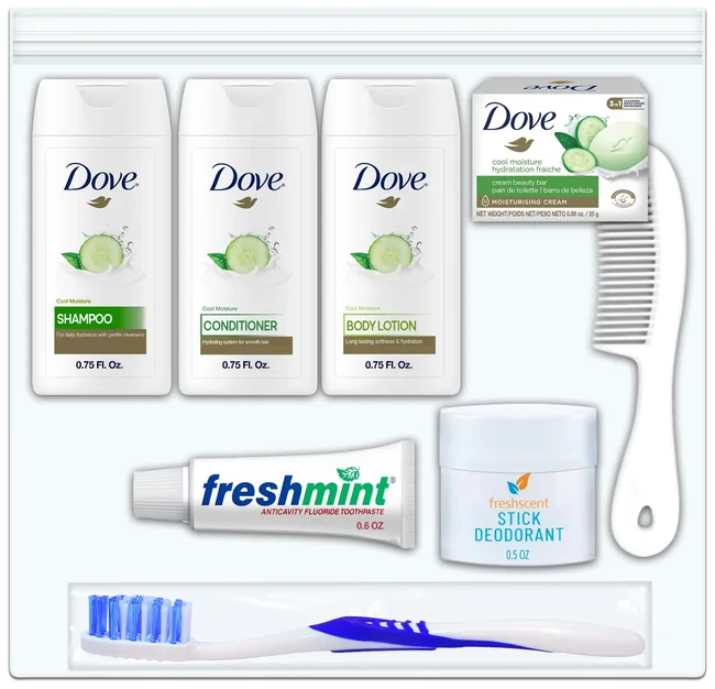 Unisex 8 pc Travel Essentials Hygiene Kit