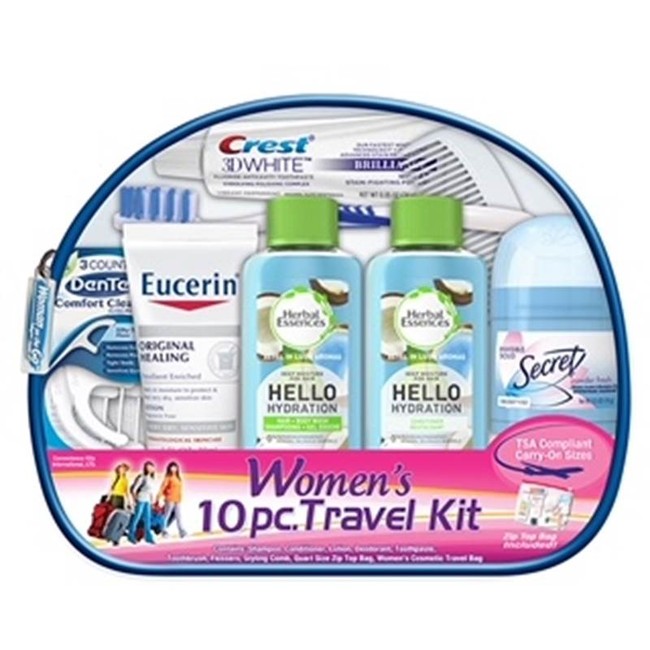 Women's Deluxe 10 PC Assembled Travel Kit