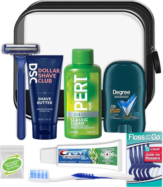Men’s Hygiene Kit 10 pc. Featuring: Dollar Shave Club Shave Butter and Crest Toothpaste