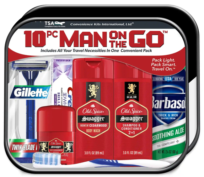 Men’s Deluxe 10pc Man On the Go Travel Kit